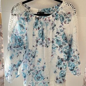 Zac & Rachel Blue Floral Lace Blouse